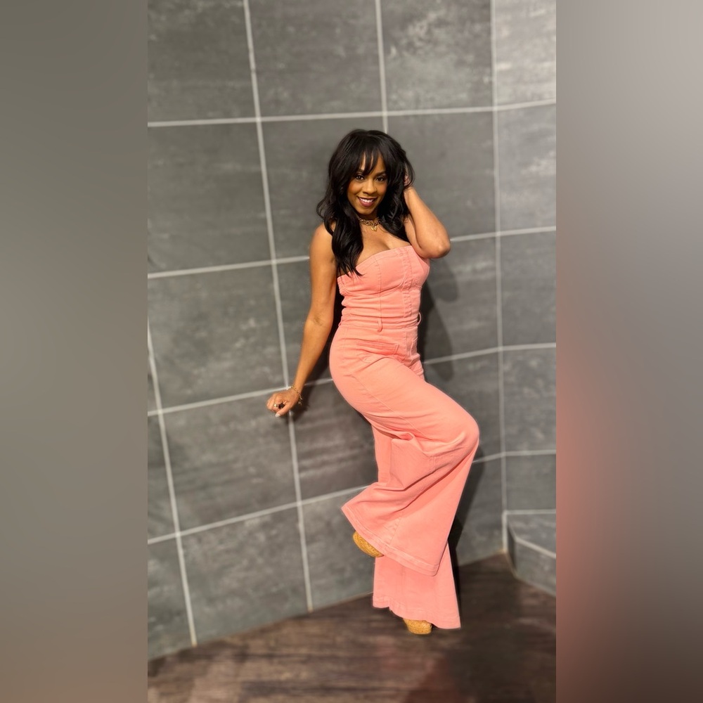 NWT-Coral Pink Denim Jumpsuit